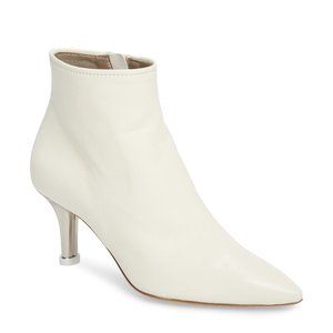 AGL Bootie Off-White Calf Leather with Metallic Kitten Heel